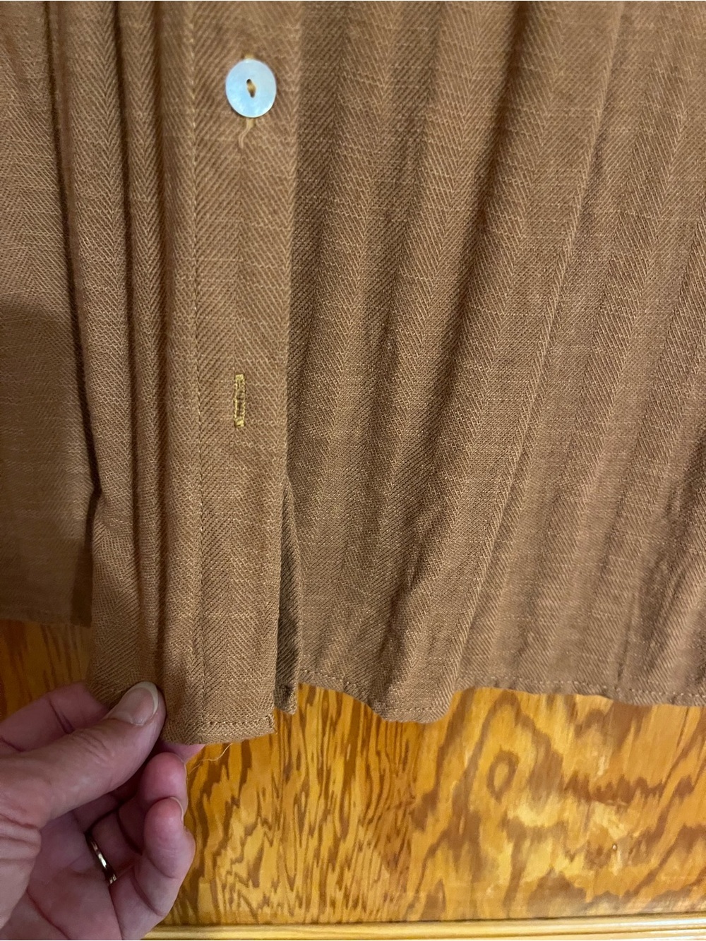 Doe & Rae Brown Ruffled Collar Button-Down Blouse - Picture 5 of 6